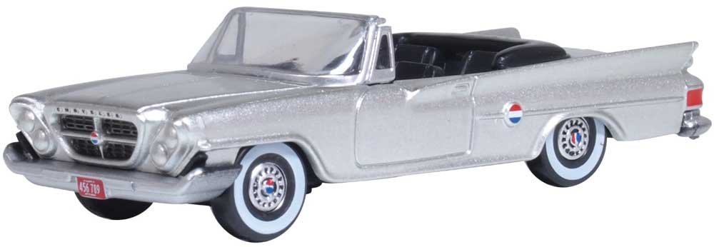 1961 Chrysler 300 Convertible - Assembled -- Top Down (Sheffield Silver), HO, Oxford Diecast 87CC61007