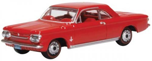 1963-1970 Chevrolet Corvair Coupe - Assembled -- Riverside Red, HO, Oxford Diecast 87CH63002