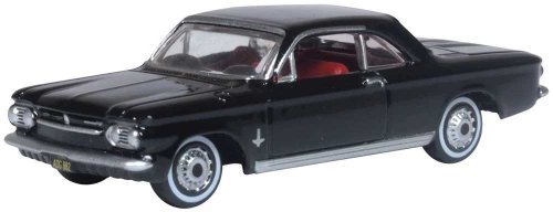 1963 Chevrolet Corvair Coupe - Assembled -- Tuxedo Black, HO, Oxford Diecast 87CH63004