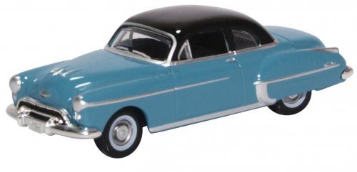 1950 Oldsmobile Rocket 88 - Assembled -- Crest Blue, Black, HO, Oxford Diecast 87OR50002