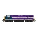 GE ES44AC GEVO - Standard DC - Stealth -- CSX 1871 (Atlantic Coast Line Heritage, blue, purple, silver, yellow), N, Broadway Lim