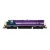 GE ES44AC GEVO - Standard DC - Stealth -- CSX 1871 (Atlantic Coast Line Heritage, blue, purple, silver, yellow), N, Broadway Lim