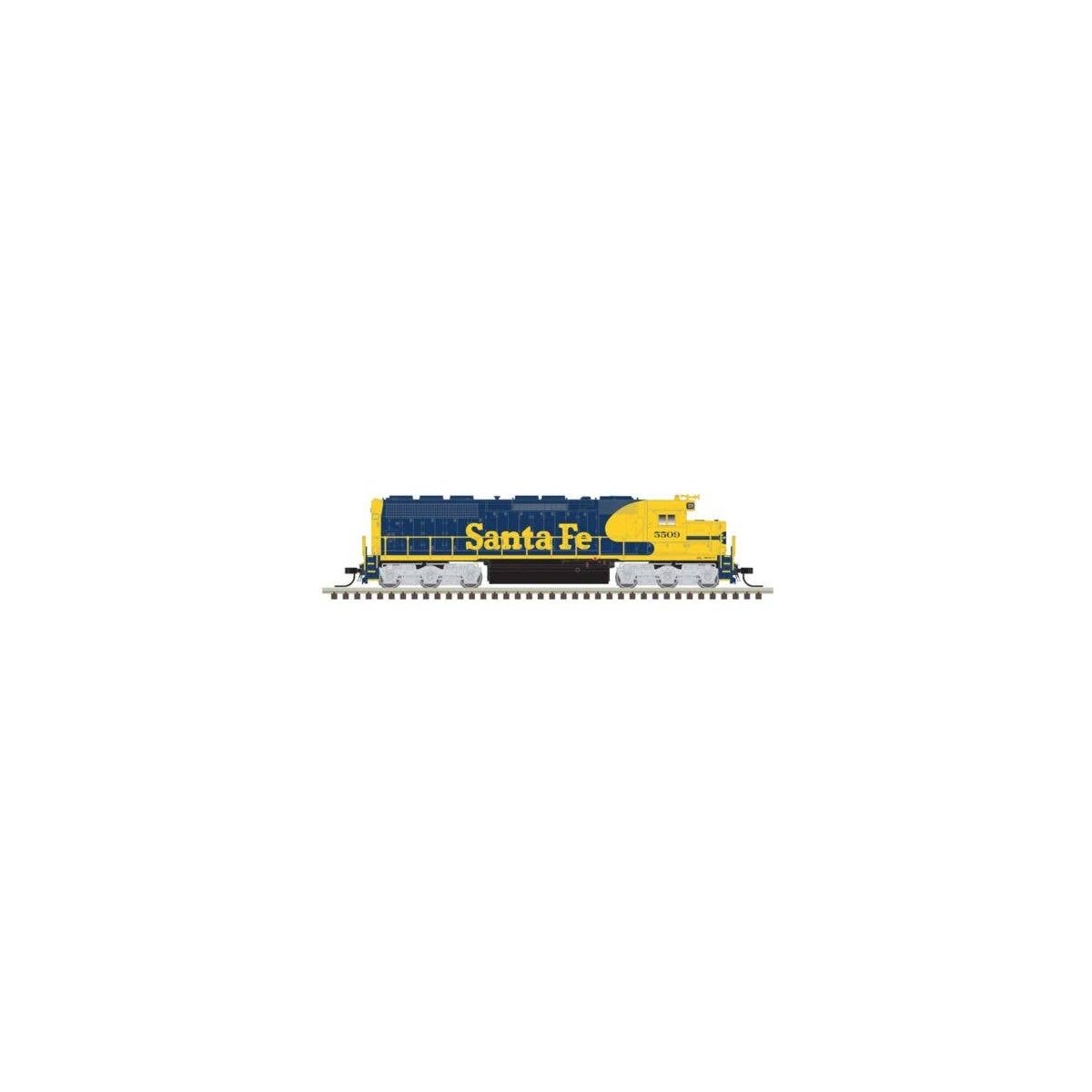 EMD SD45 Low Nose - Standard DC - Master(R) Silver -- Santa Fe 5509 (Warbonnet, blue, yellow), N, Atlas Model Railroad Co. 40005