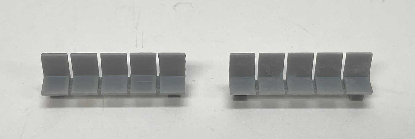 Platform/Waiting Room Seats - Flat Back and Seat -- Unpainted 3D Print pkg(3), N, Phoenix Precision Models 30697