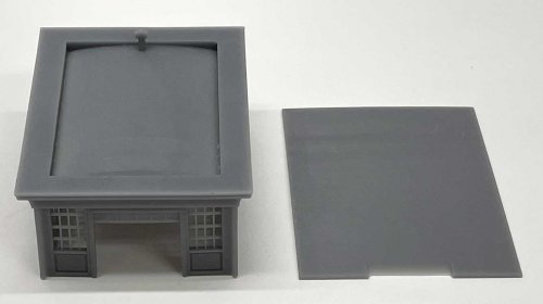 Single Door Garage with Floor and Glass -- Kit - Open Door, N, Phoenix Precision Models 30806