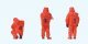 Working People -- Firemen in Red Hazmat Suits pkg(6), HO, Preiser Kg 10730