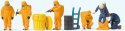 Firemen in Orange Hazmat Suits -- pkg(6), HO, Preiser Kg 10732