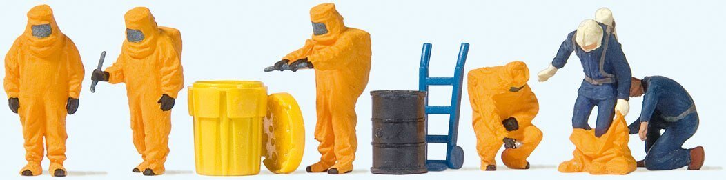 Firemen in Orange Hazmat Suits -- pkg(6), HO, Preiser Kg 10732