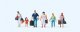 Travelers Carrying Luggage -- pkg(6), HO, Preiser Kg 10784