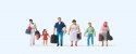 Travelers Carrying Luggage -- pkg(6), HO, Preiser Kg 10784