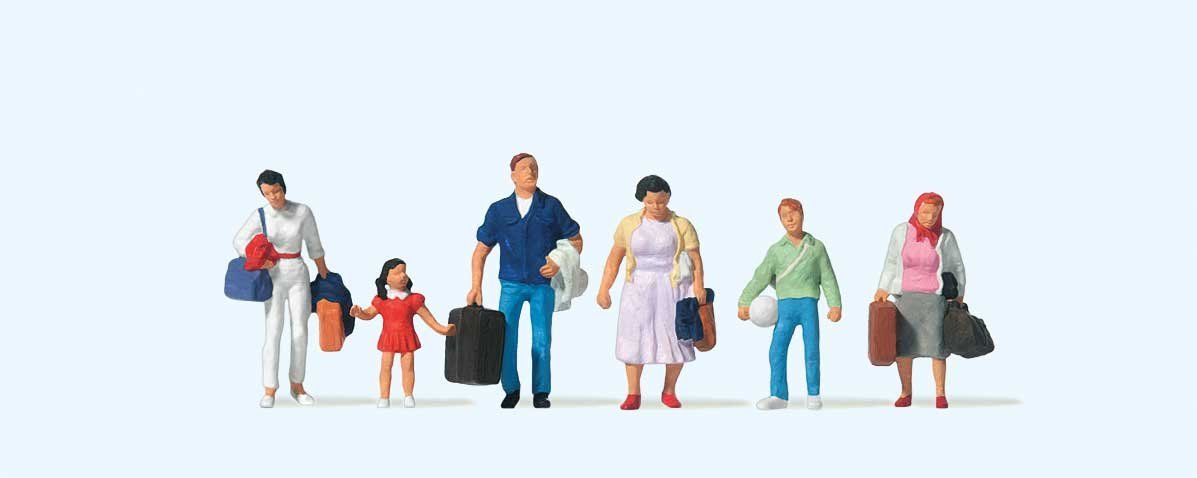 Travelers Carrying Luggage -- pkg(6), HO, Preiser Kg 10784