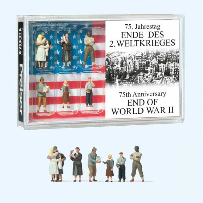Americans Celebrating the End of World War II pkg(6) -- 75th Anniversary Set, HO, Preiser Kg 13404