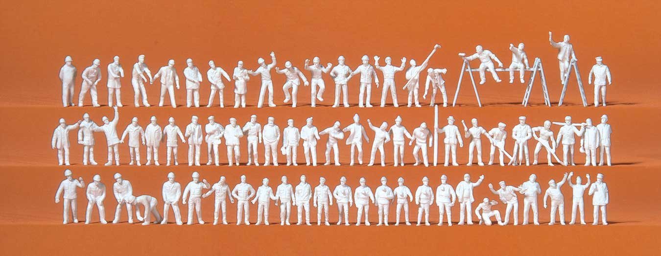 Working People Unpainted Figure Set -- pkg(70), N, Preiser Kg 79009