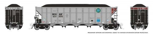 AutoFlood III Rapid Discharge Coal Hopper - Ready to Run -- BNSF Railway (silver, Boxcar Red, HO, Rapido Trains Inc 169044A
