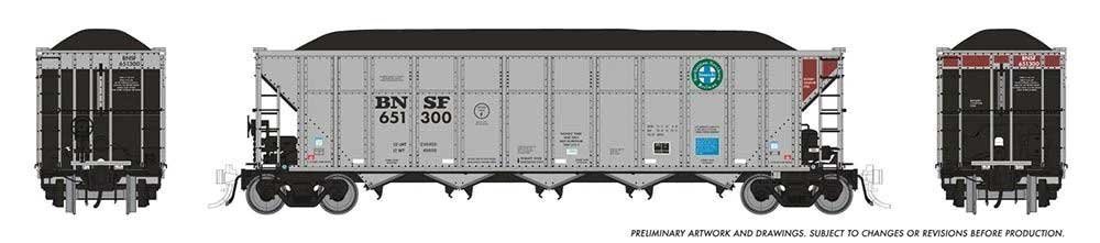 AutoFlood III Rapid Discharge Coal Hopper - Ready to Run -- BNSF Railway (silver, Boxcar Red, HO, Rapido Trains Inc 169044A