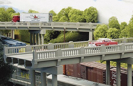 Vintage Highway Overpass -- Includes Pier - Kit - Scale 50′ 15.2m, HO, Rix Products 102
