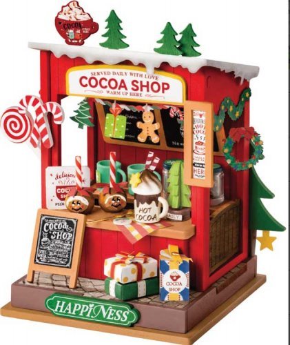 Rolife Cocoa Shop DS042 -- 3-D Laser-Cut Wood Puzzle, All Scales, Robotime DS042