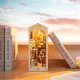Sunshine Town Book Nook Shelf Insert - Kit -- Lighted 3D Puzzle, All Scales, Robotime TGB02