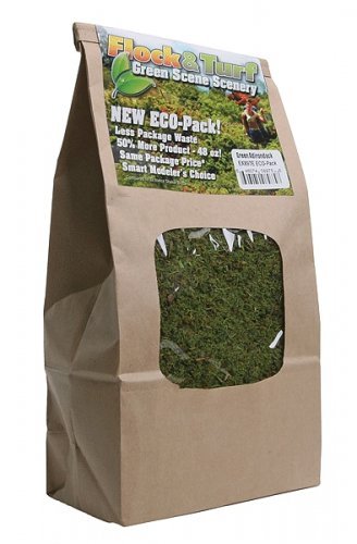 Flock & Turf Ground Cover ECO Pack Bag - 48oz 1.4L -- Adirondack Green Blend, All Scales, Scenic Express 897E