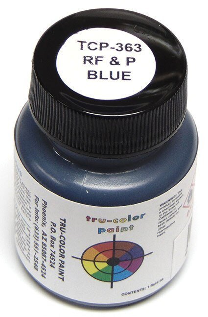 Railroad Color Acrylic Paints - 1oz 29.6mL -- Richmond, Fredericksburg & Potomac Blue, All Scales, Tru-Color Paint 363