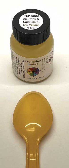 3D Print and Cast Resin Acrylic Paints - 1oz 29.6ml -- Dark Yellow, All Scales, Tru-Color Paint 5006