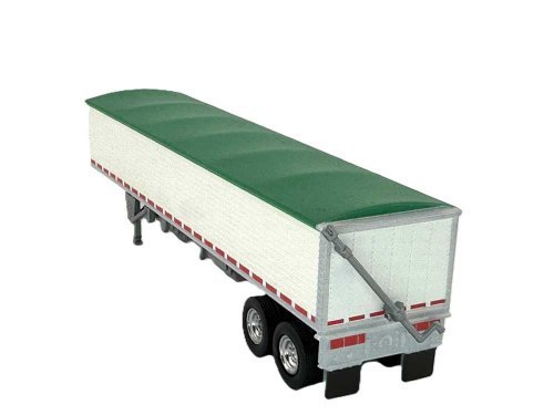39′ Covered Grain Trailer - Assembled -- White with Green Tarp, HO, HO Logistics Replicas 466