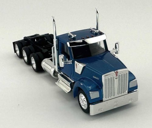 Kenworth 990 3-Axle Day-Cab Semi Tractor - Assembled -- Metallic Blue, HO, HO Logistics Replicas 990062