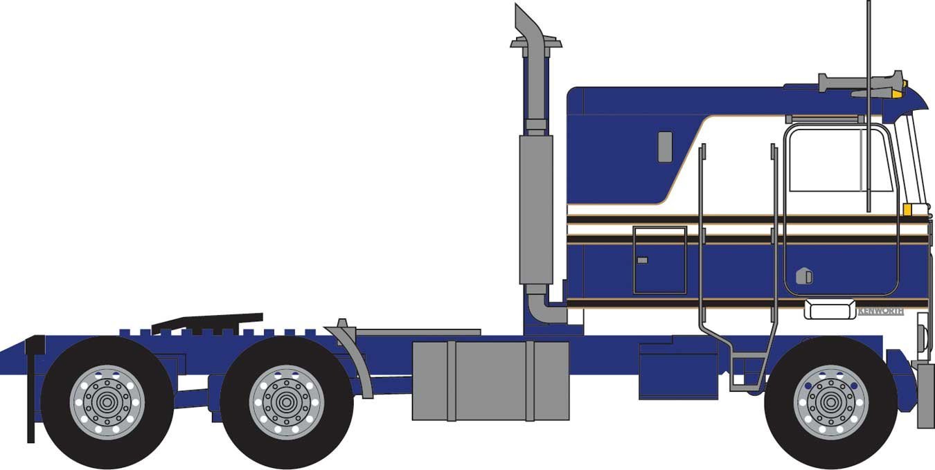 1970s Kenworth K100 Salem Tractor w/VIT Flat-Top Sleeper Cab - Assembled -- Blue, White, N, Trainworx Inc 41052