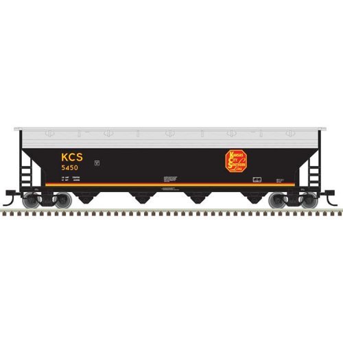 ACF 5250 4-Bay Centerflow Hopper - Ready to Run -- Kansas City Southern 5469 (black, gray, yellow, re, N, Trainman 50007122