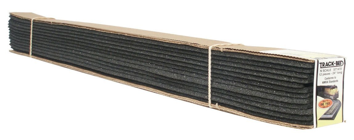 Track-Bed Roadbed Material -- Standard Track Profile pkg(12), N, Woodland Scenics 1472