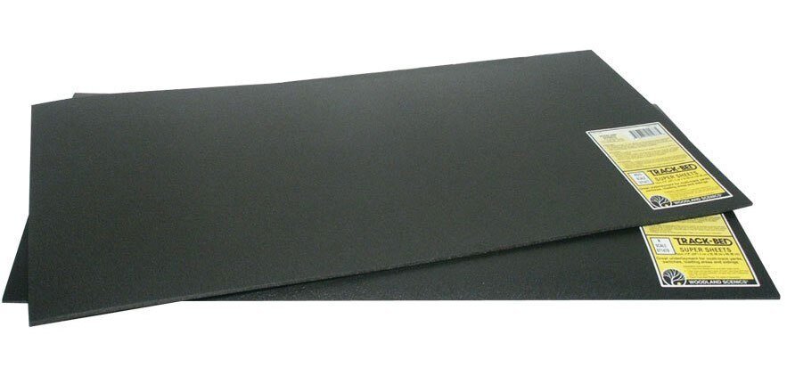 Track-Bed Roadbed Material -- Super Sheet - 12 x 24 x 1/8′ 5.1 x 9.4 x .3cm, N, Woodland Scenics 1478
