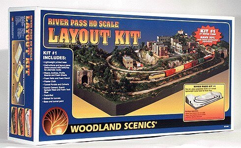 River Pass Layout -- Kit - 4 x 8′ 122 x 244cm, HO, Woodland Scenics 1484