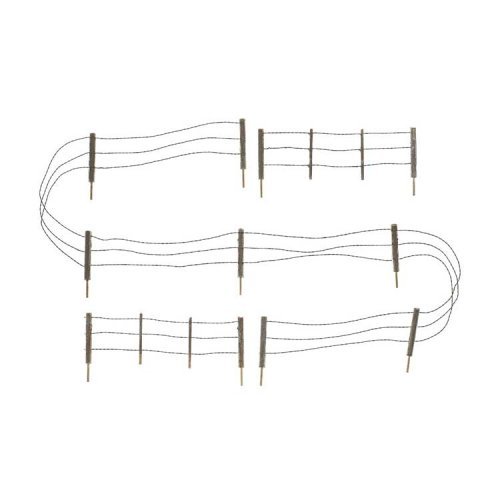 Barbed Wire Fence - Kit with Gates, Hinges & Planter Pins -- Total Scale Length: 192′ 58.5m, N, Woodland Scenics 2990