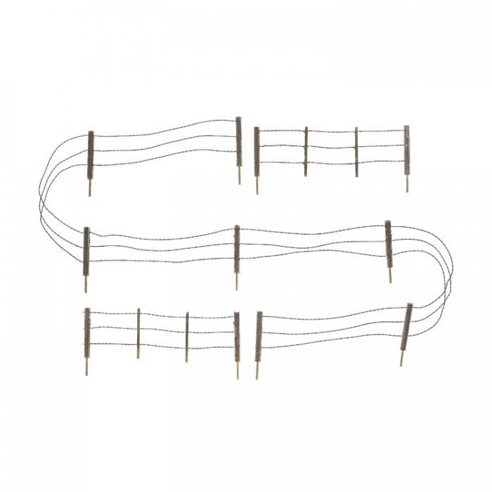 Barbed Wire Fence - Kit with Gates, Hinges & Planter Pins -- Total Scale Length: 192′ 58.5m, N, Woodland Scenics 2990