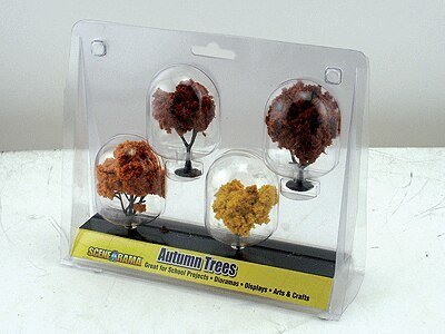 Scene-A-Rama(TM) Diorama Trees -- Autumn Trees pkg(4) - 2 to 3′ 5.1 to 7.6cm, HO, Woodland Scenics 4153