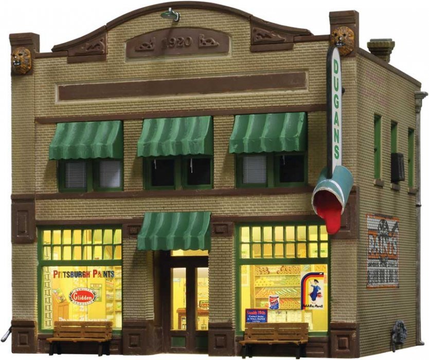 Dugan`s Paint Store - Built & Ready Landmark Structures(R) -- Assmebled - 2-1/2 x 2 x 2 1/2` 6.3, N, Woodland Scenics 4943
