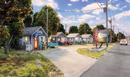 Moonlite Motor Court - Built-&-Ready(R) Landmark Structure(R) -- Includes Office and 3 Rooms, N, Woodland Scenics 4963