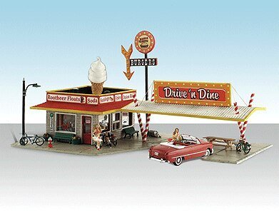 Built-&-Ready(R) Landmark Structures(R) - Assembled -- Drive n` Dine - 7-3/4 x 5-1/4` 19.7 x 13, HO, Woodland Scenics 5029