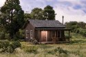 Rustic Cabin - Built-&-Ready(R) Landmark Structure(R) w/Exterior Light -- Assembled - 3-1/4 x 3 , HO, Woodland Scenics 5065
