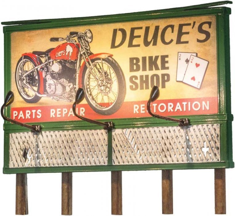 Lighted Billboard - Just Plug(R) -- Deuce′s Parts and Repair, HO, Woodland Scenics 5792