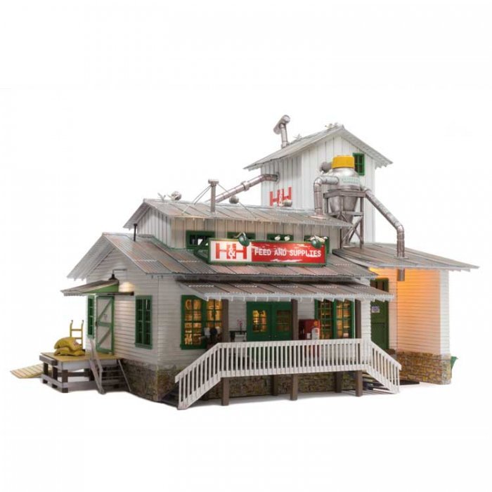 Built & Ready Landmark Strucutres(R) - Assembled -- H&H Feed Mill, O, Woodland Scenics 5859