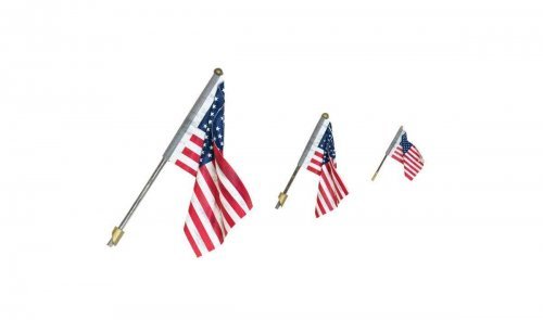 Wall-Mount US Flags - Just Plug Value Pack -- 1 Large, 2 Medium, 1 Small & Light Hub, All Scales, Woodland Scenics 5924