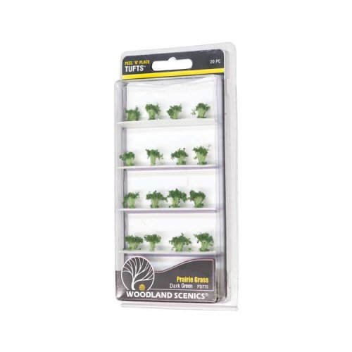 Peel `n` Place Tufts -- Dark Green Prairie Grass, All Scales, Woodland Scenics 778