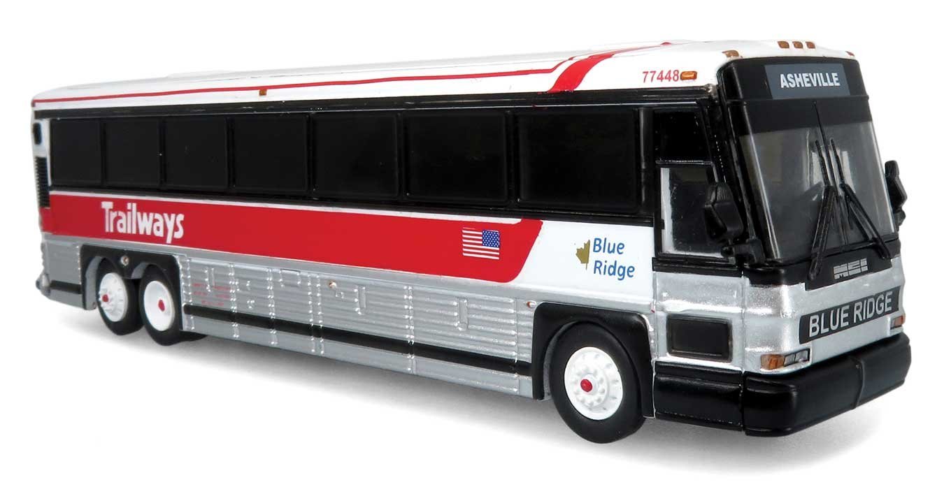 MCI D4000 Coach - Assembled -- Blue Ridge Trailways (red, silver, white, Destination Asheville), HO, Iconic Replicas 870485