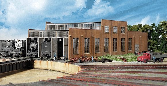 3-Stall Modern Roundhouse Addition -- Kit - 16 x 20-1/8 x 5-1/2′ 40.6 x 51.1 x 14cm, HO, Walthers Cornerstone 2901