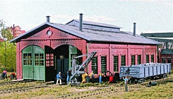 2-Stall Enginehouse -- Kit - 12-3/4 x 7 x 5-1/4′ 31.8 x 17.5 x 13.1cm - Holds Locos To 11-5, HO, Walthers Cornerstone 3007