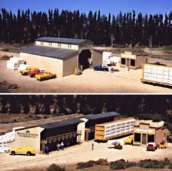 Walton and Sons Lumber Company -- Kit - Main Building: 9 x 9 x 4-1/2′ Office: 3 x 4-1/2 x 2-, HO, Walthers Cornerstone 3057