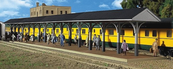 Wood Station Shed & Platform -- Kit - 4 Sections Each: 5-5/8 x 2-3/8 x 2-3/8′ 14 x 5.9 x 5., HO, Walthers Cornerstone 3188
