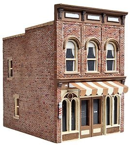 Vic`s Barber Shop -- Kit - 2-1/2 x 3-1/2 x 3-3/8` 6.4 x 8.9 x 8.6cm, HO, Walthers Cornerstone 3471