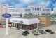 Wayne Bros. Ford Dealership -- Kit - 8-7/8 x 12-1/8 x 3-7/8′ 22.5 x 30 x 9.8cm, HO, Walthers Cornerstone 3483